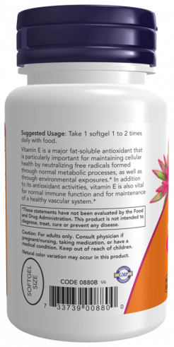 NOW Vitamin E-200 With Mixed Tocopherols, 100 капсул