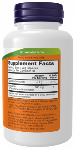 NOW Gotu Kola 450 mg, 100 капсул